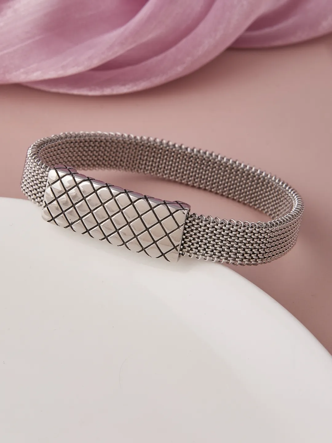 Back Image of Silver Gridlock Bracelet