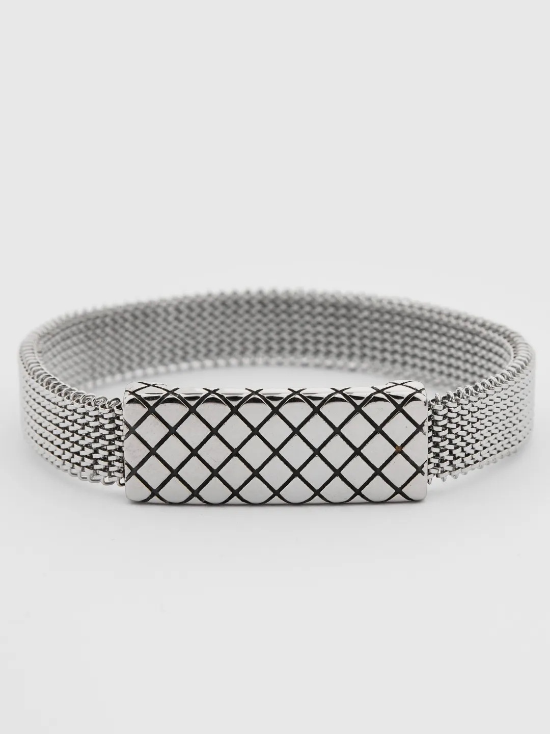 Upper View of Silver Gridlock Bracelet